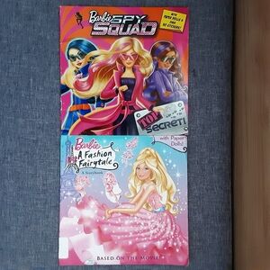 📚 2 Barbie Books Bundle - A Fashion Fairytale & Spy Squad EUC with Stickers